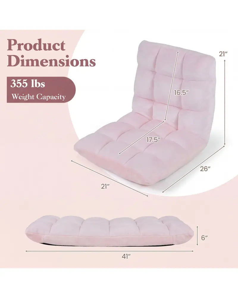 14-Position Adjustable Cushioned Floor Chair-Light Pink - Light Pink - Floor Chairs