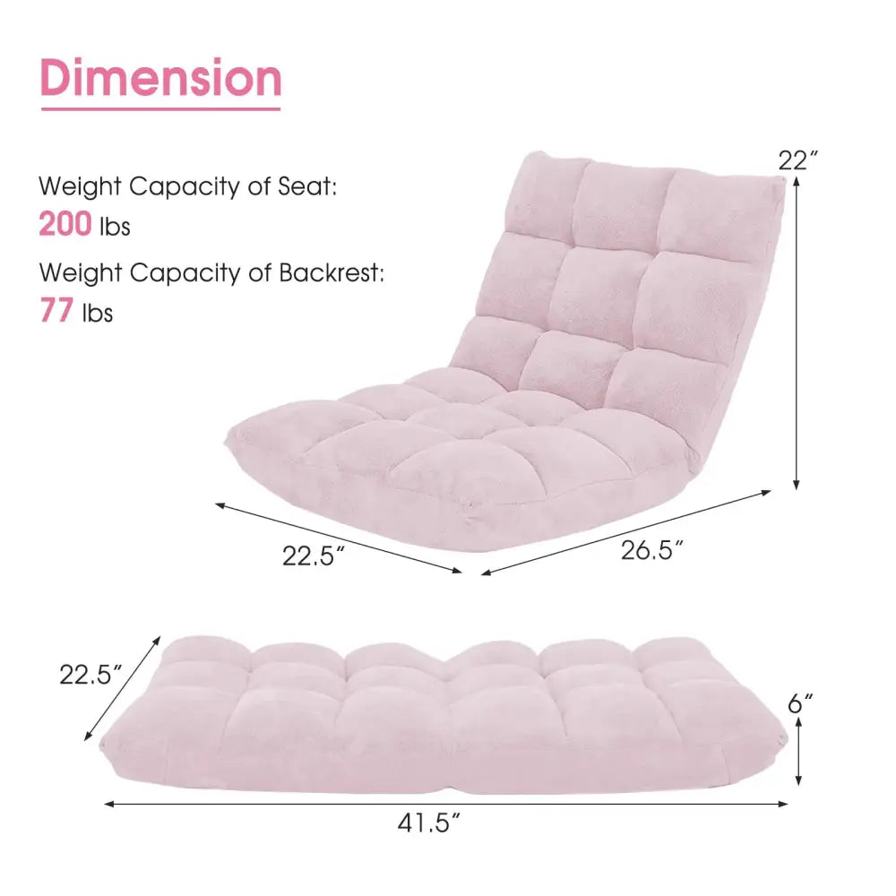 14-Position Adjustable Cushioned Floor Chair-Light Pink Costway