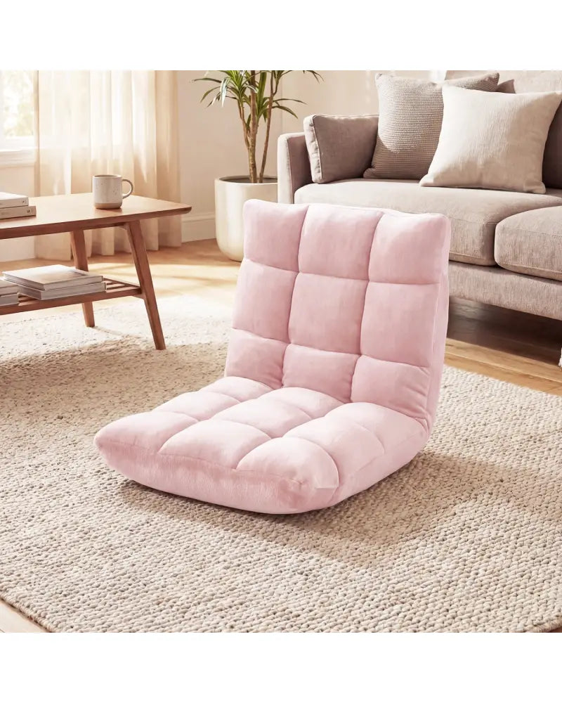 14-Position Adjustable Cushioned Floor Chair-Light Pink - Light Pink - Floor Chairs