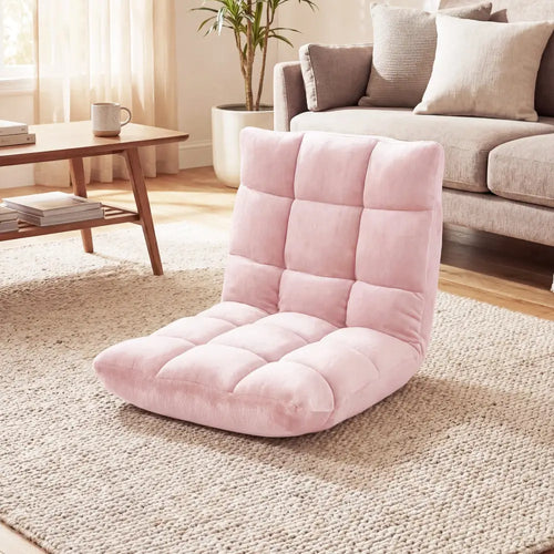 14-Position Adjustable Cushioned Floor Chair-Light Pink - Light Pink - Floor Chairs