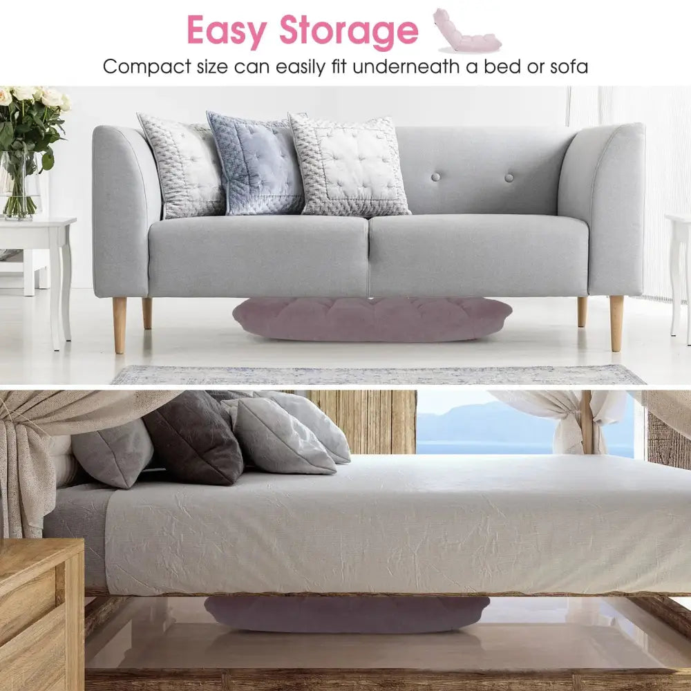 14-Position Adjustable Cushioned Floor Chair-Light Pink Costway