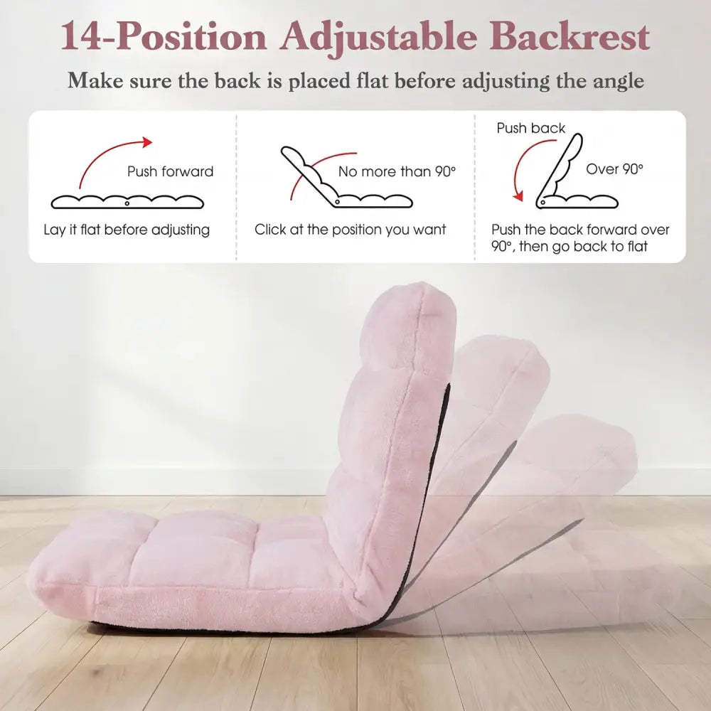 14-Position Adjustable Cushioned Floor Chair-Light Pink - Light Pink - Floor Chairs