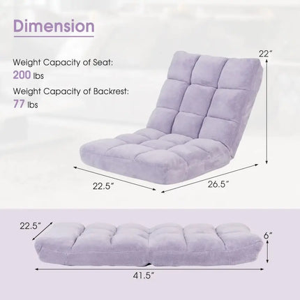 14-Position Adjustable Cushioned Floor Chair-Light Purple Costway
