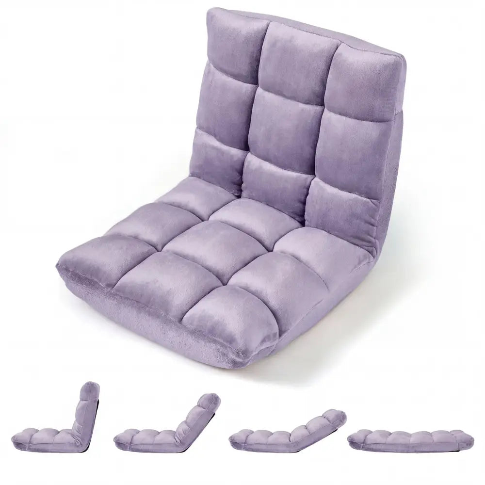 14-Position Adjustable Cushioned Floor Chair-Light Purple - Light Purple - Floor Chairs