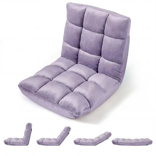 14-Position Adjustable Cushioned Floor Chair-Light Purple - Light Purple - Floor Chairs