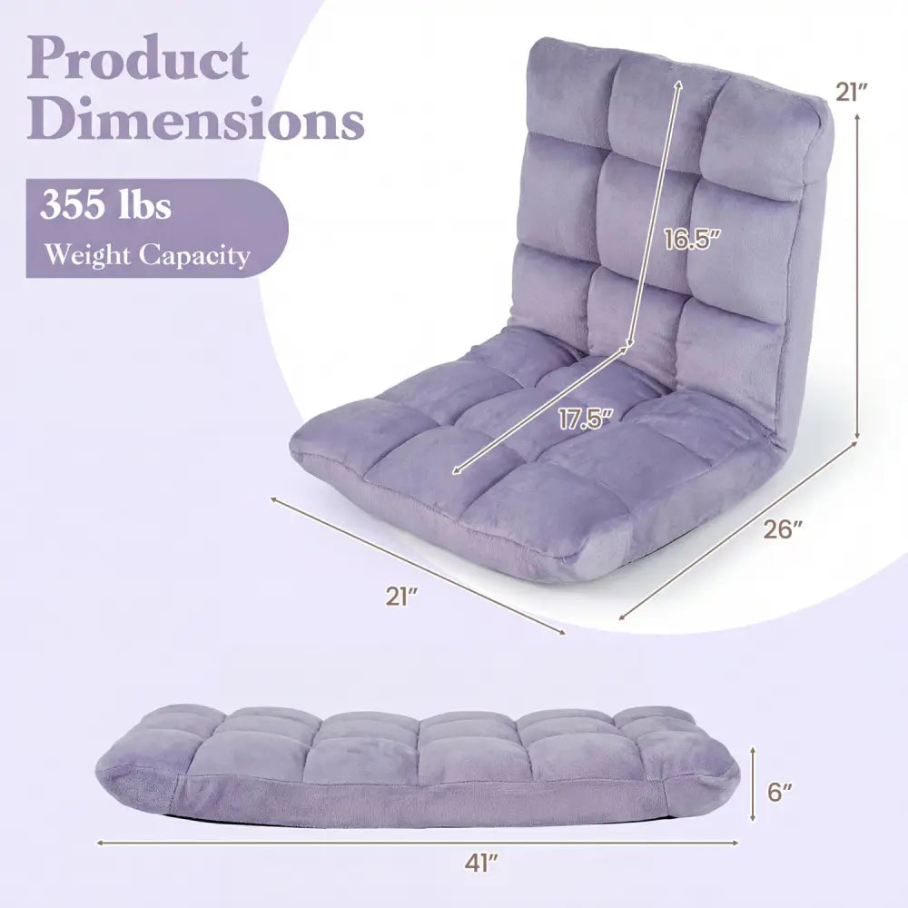 14-Position Adjustable Cushioned Floor Chair-Light Purple - Light Purple - Floor Chairs