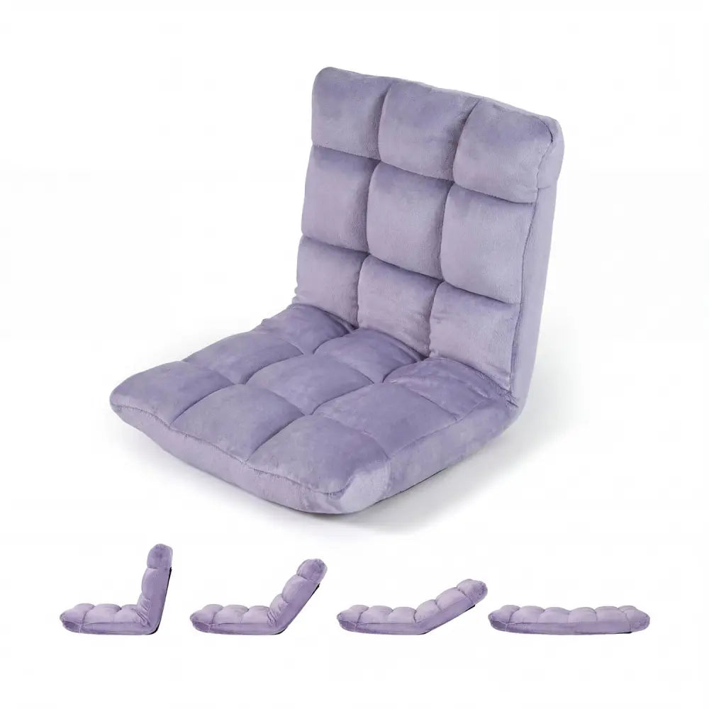 14-Position Adjustable Cushioned Floor Chair-Light Purple - Light Purple - Floor Chairs