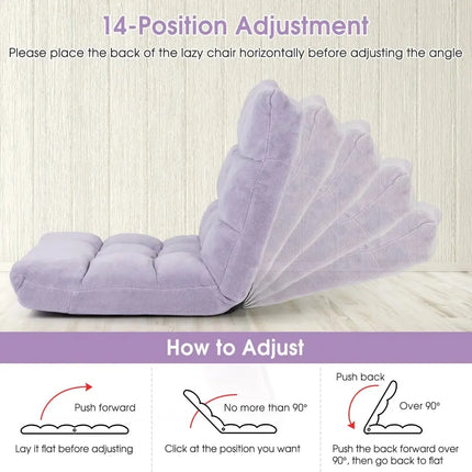 14-Position Adjustable Cushioned Floor Chair-Light Purple Costway
