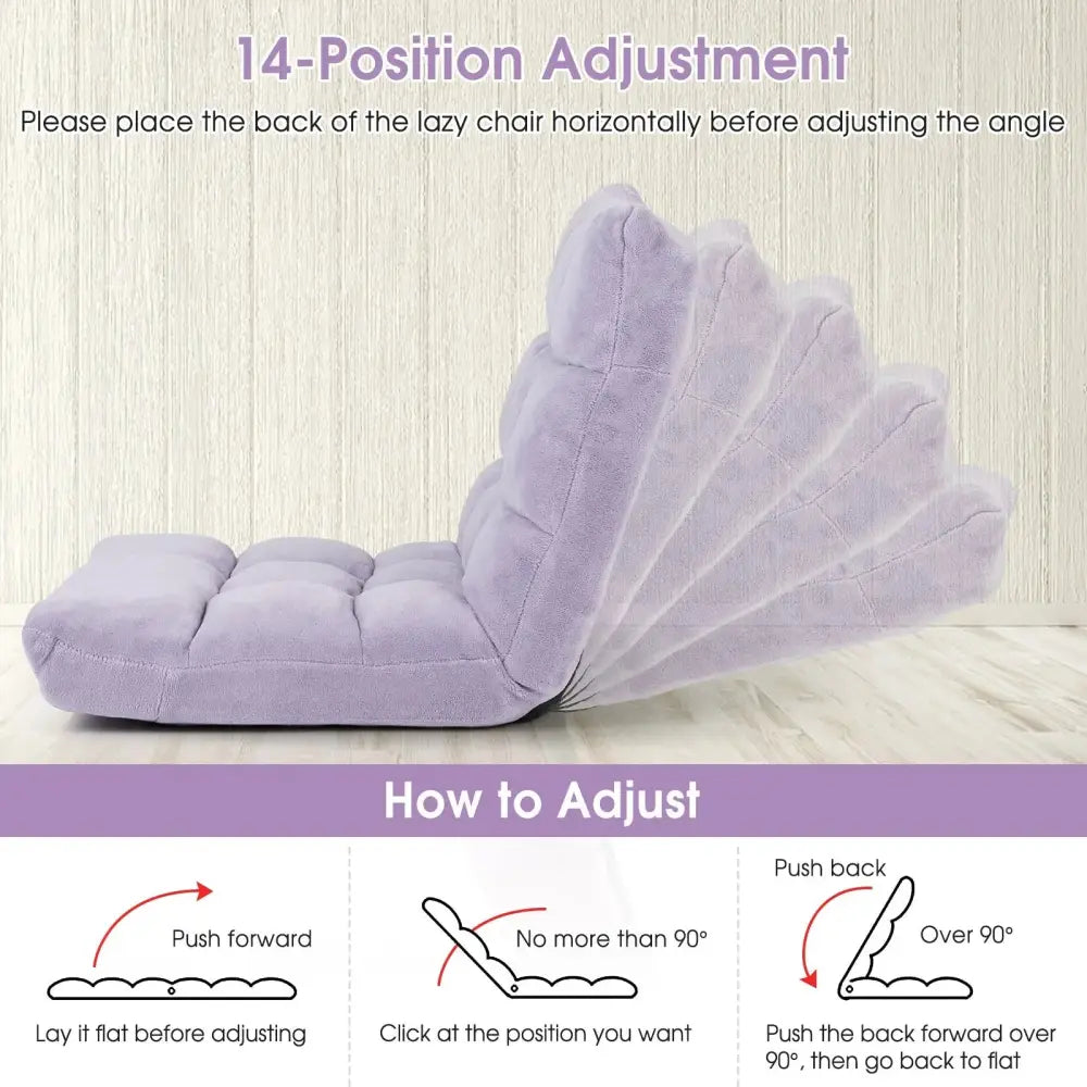 14-Position Adjustable Cushioned Floor Chair-Light Purple Costway