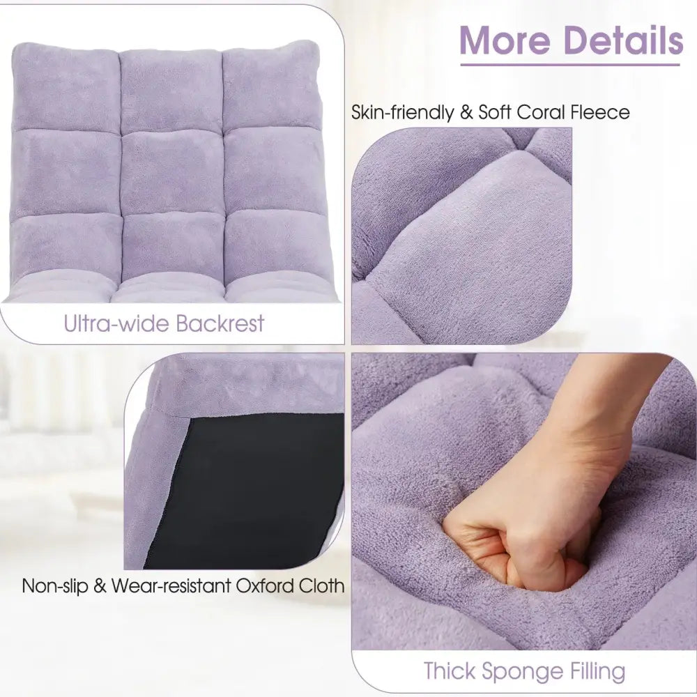 14-Position Adjustable Cushioned Floor Chair-Light Purple Costway