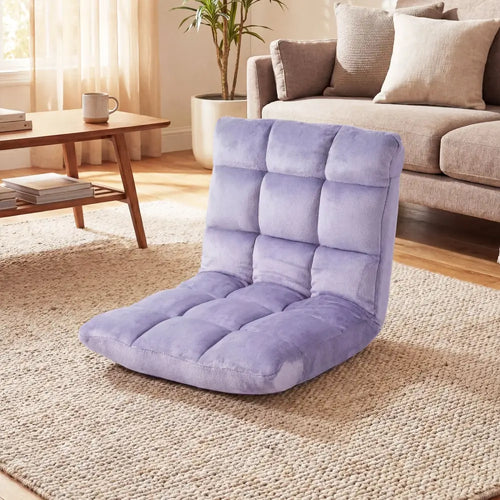 14-Position Adjustable Cushioned Floor Chair-Light Purple - Light Purple - Floor Chairs