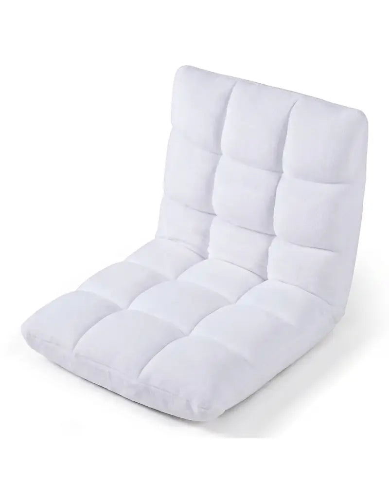 14-Position Adjustable Cushioned Floor Chair-White - White - Floor Chairs