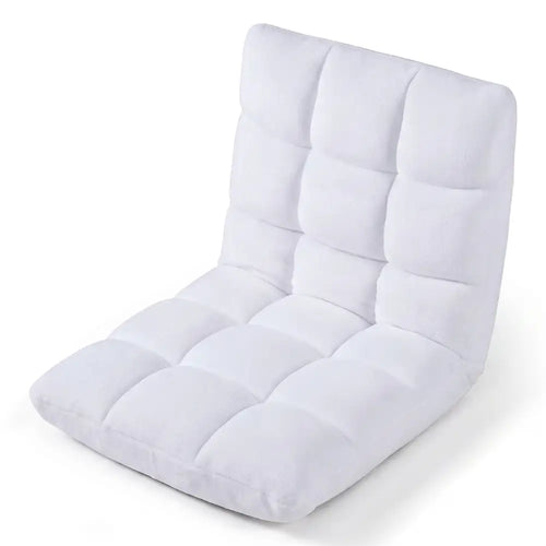 14-Position Adjustable Cushioned Floor Chair-White - White - Floor Chairs