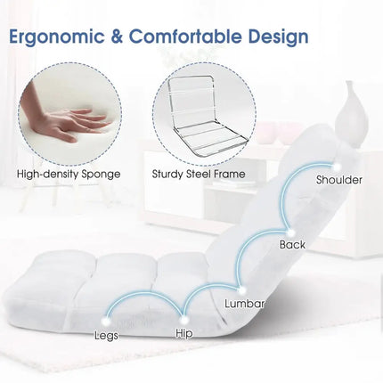 14-Position Adjustable Cushioned Floor Chair-White Costway