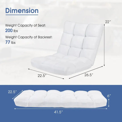 14-Position Adjustable Cushioned Floor Chair-White Costway