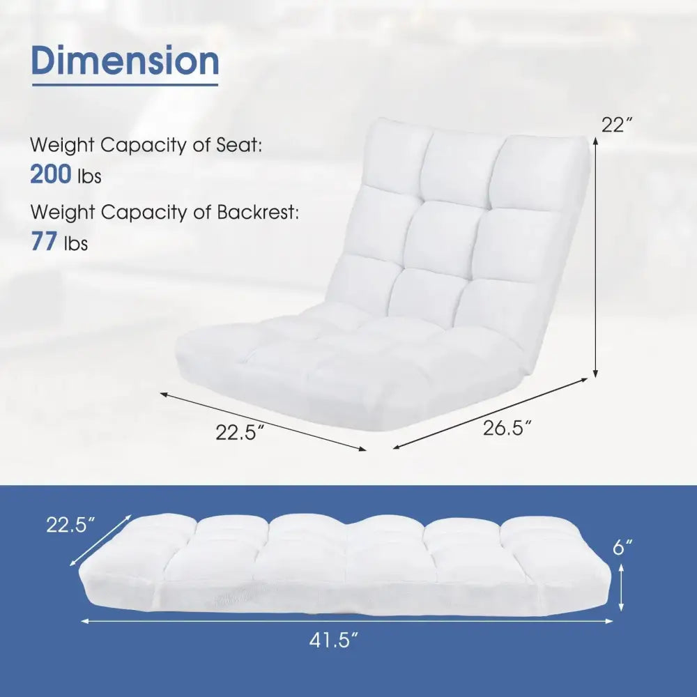 14-Position Adjustable Cushioned Floor Chair-White Costway