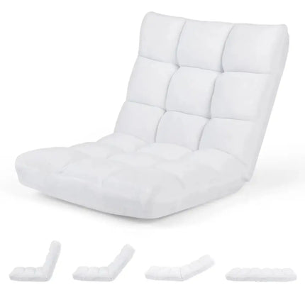 14-Position Adjustable Cushioned Floor Chair-White Costway