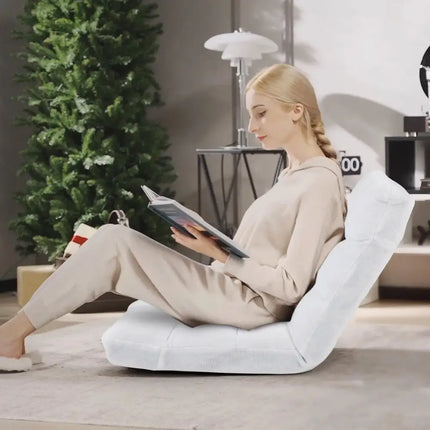 14-Position Adjustable Cushioned Floor Chair-White Costway