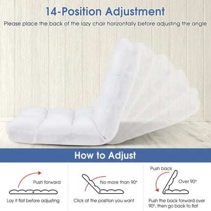 14-Position Adjustable Cushioned Floor Chair-White Costway