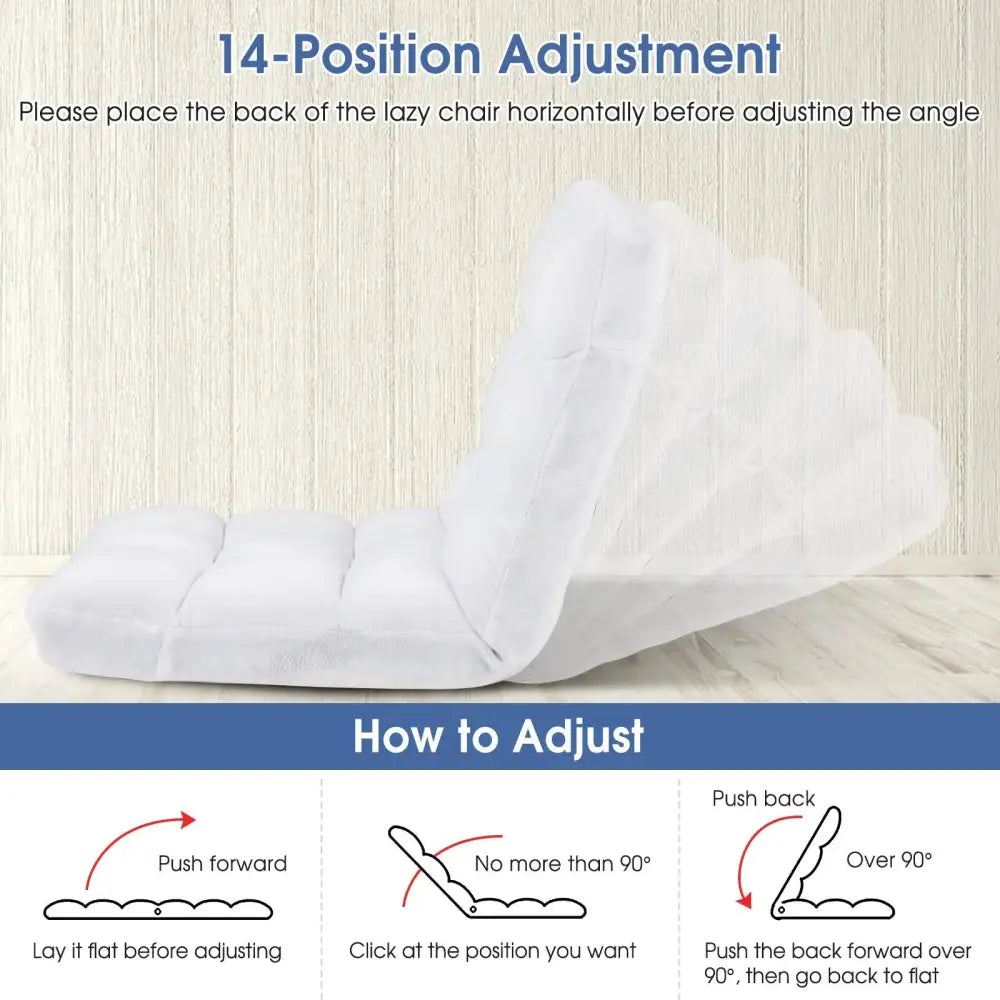 14-Position Adjustable Cushioned Floor Chair-White Costway