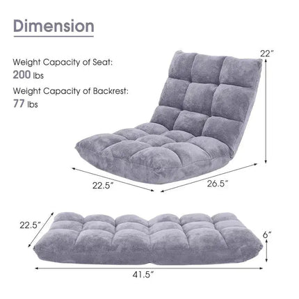14-Position Adjustable Floor Chair & C-Shaped End Table Set Costway