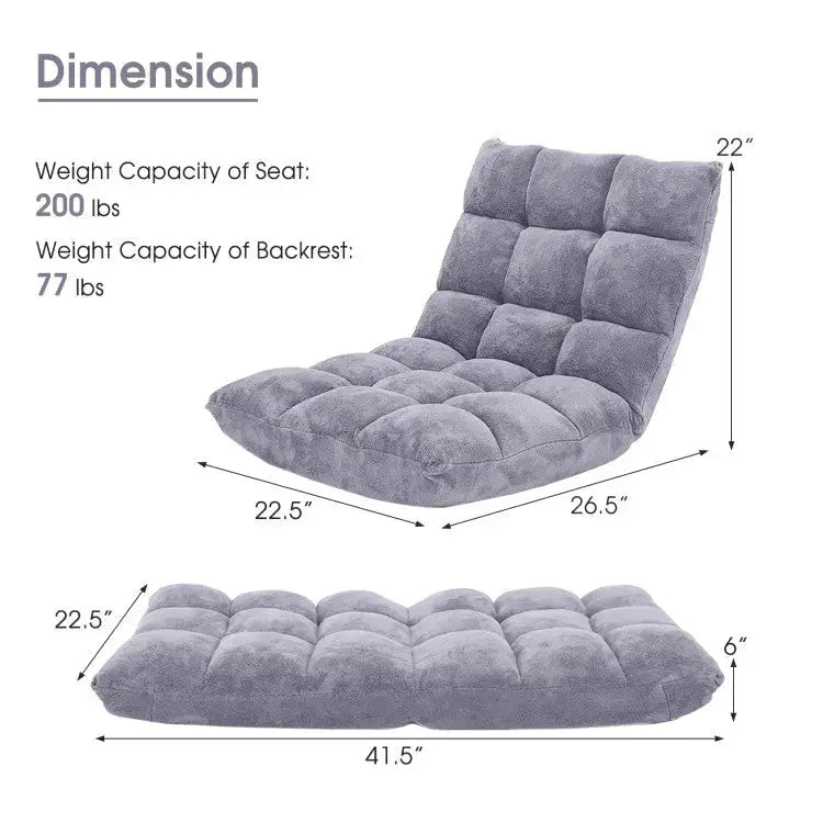 14-Position Adjustable Floor Chair & C-Shaped End Table Set Costway