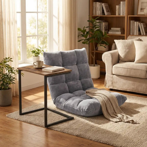 14-Position Adjustable Floor Chair & C-Shaped End Table Set - Living Room