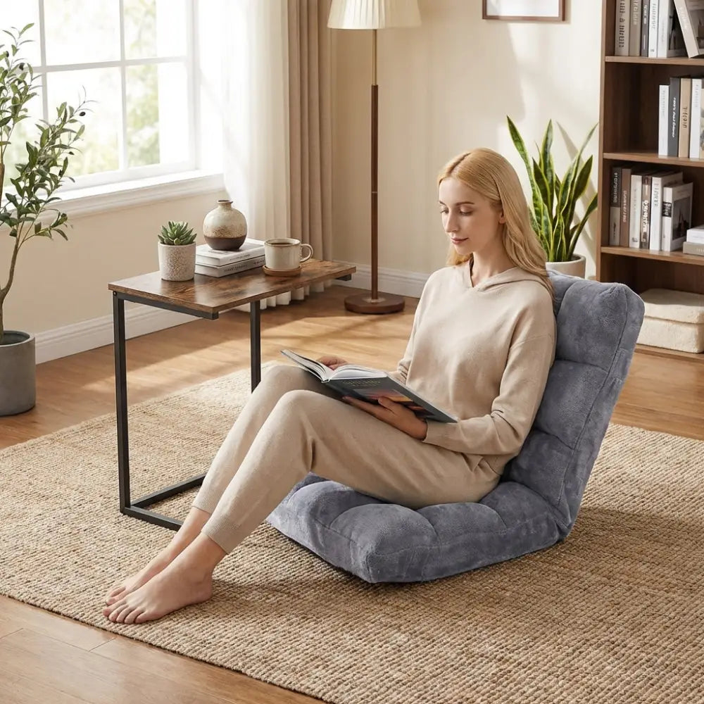 14-Position Adjustable Floor Chair & C-Shaped End Table Set - Living Room