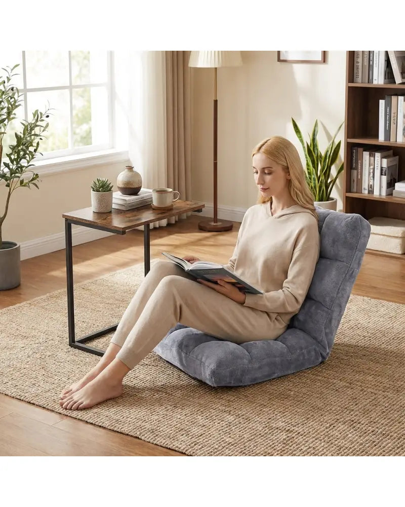 14-Position Adjustable Floor Chair & C-Shaped End Table Set - Living Room