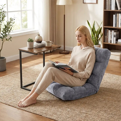 14-Position Adjustable Floor Chair & C-Shaped End Table Set - Living Room