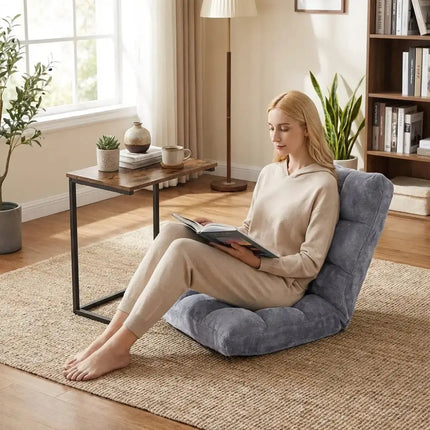 14-Position Adjustable Floor Chair & C-Shaped End Table Set Costway