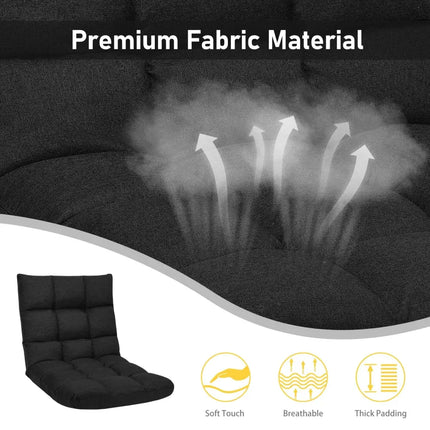 14-Position Adjustable Folding Lazy Gaming Sofa-Black Costway