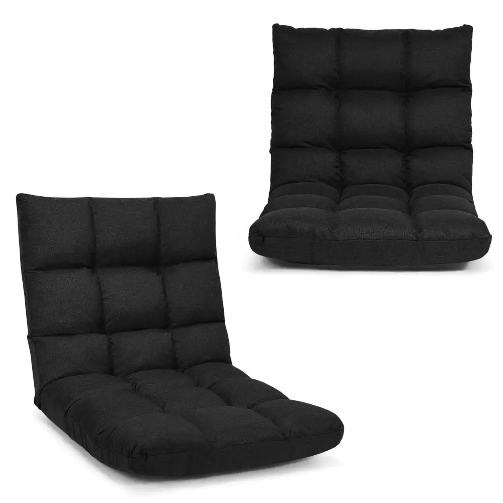 14-Position Adjustable Folding Lazy Gaming Sofa-Black Costway