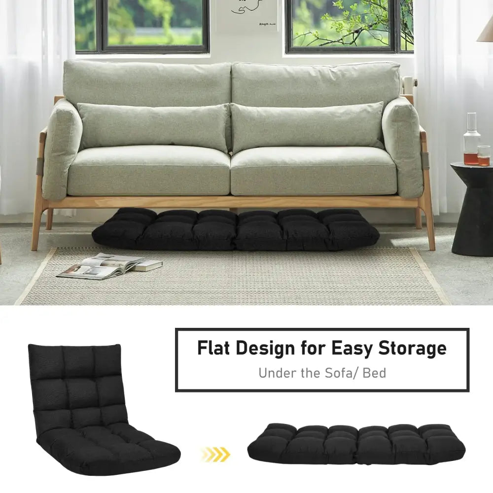 14-Position Adjustable Folding Lazy Gaming Sofa-Black Costway