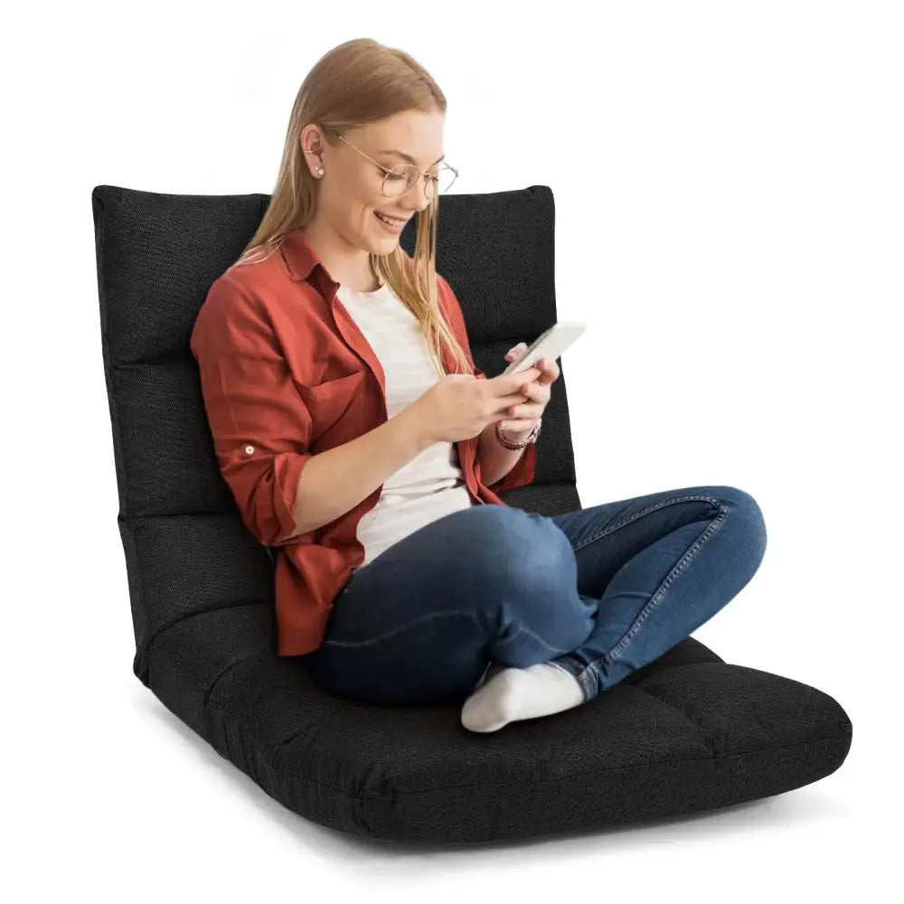 14-Position Adjustable Folding Lazy Gaming Sofa-Black Costway