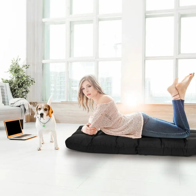 14-Position Adjustable Folding Lazy Gaming Sofa-Black Costway