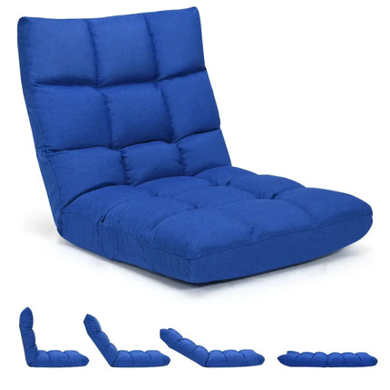 14-Position Adjustable Folding Lazy Gaming Sofa-Blue Costway