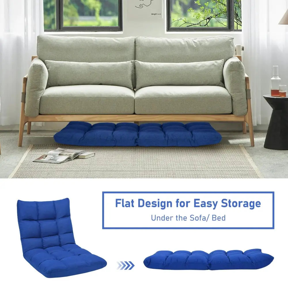 14-Position Adjustable Folding Lazy Gaming Sofa-Blue Costway