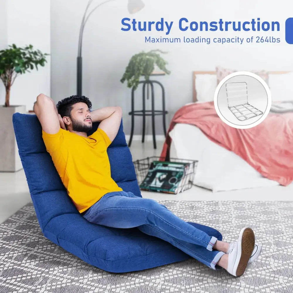 14-Position Adjustable Folding Lazy Gaming Sofa-Blue Costway