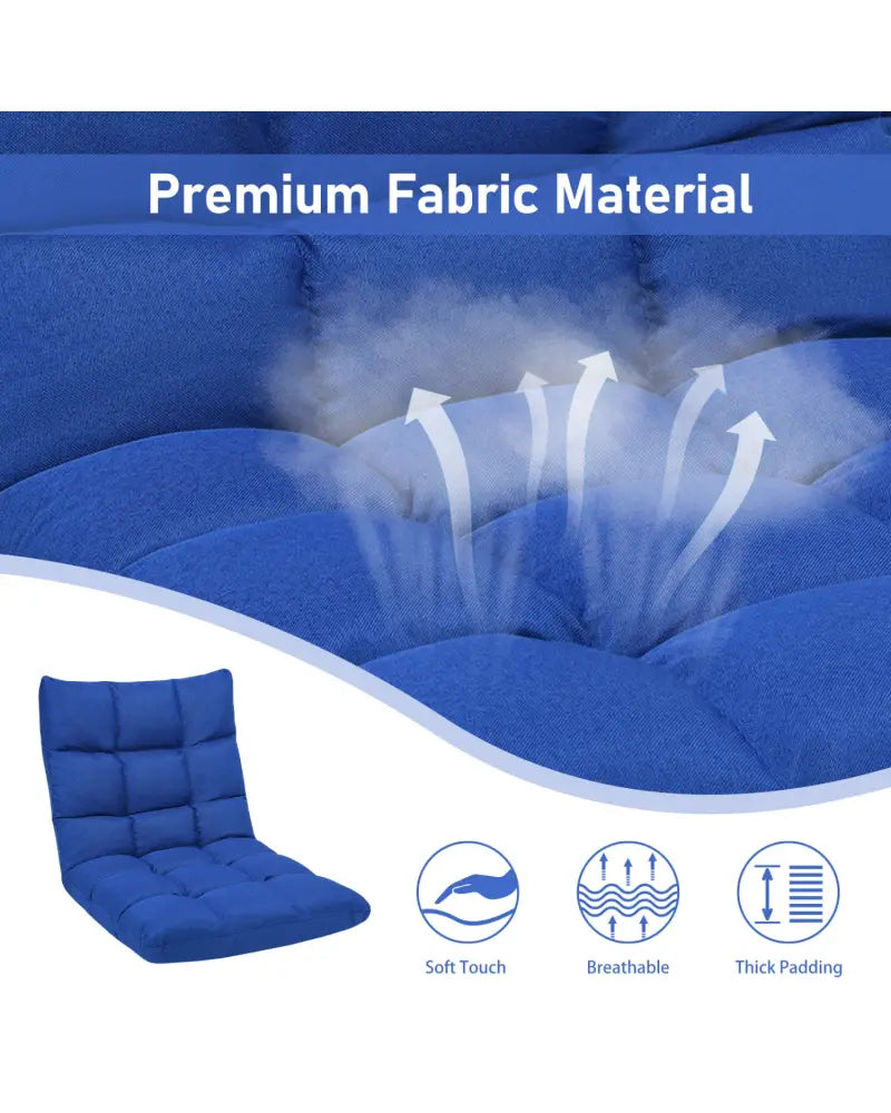 14-Position Adjustable Folding Lazy Gaming Sofa-Blue - Blue - Floor Chairs