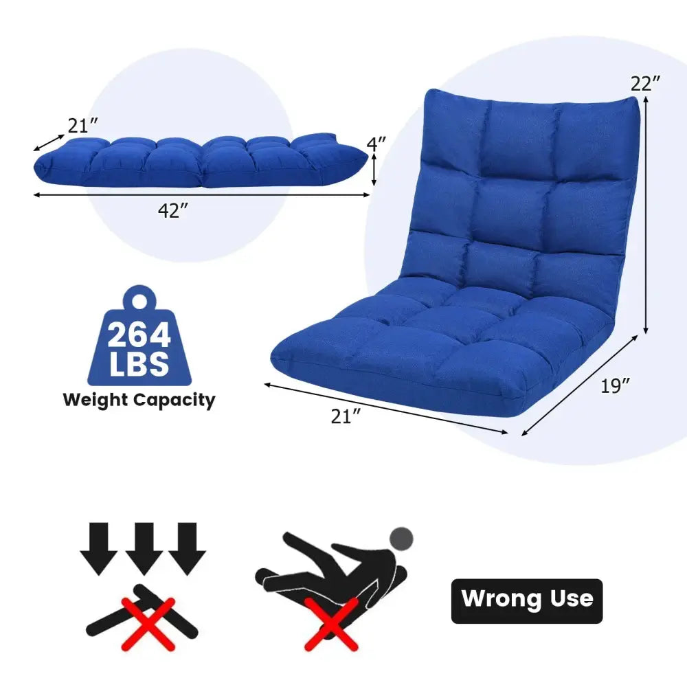 14-Position Adjustable Folding Lazy Gaming Sofa-Blue Costway