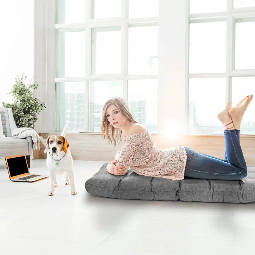 14-Position Adjustable Folding Lazy Gaming Sofa-Gray Costway