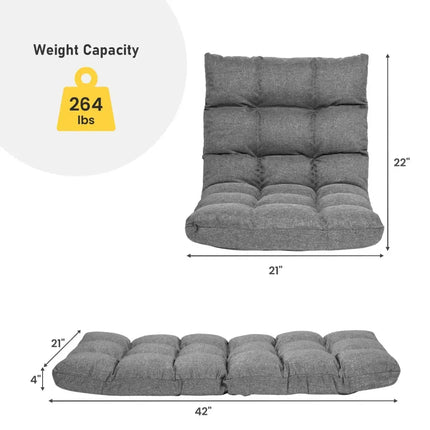 14-Position Adjustable Folding Lazy Gaming Sofa-Gray Costway