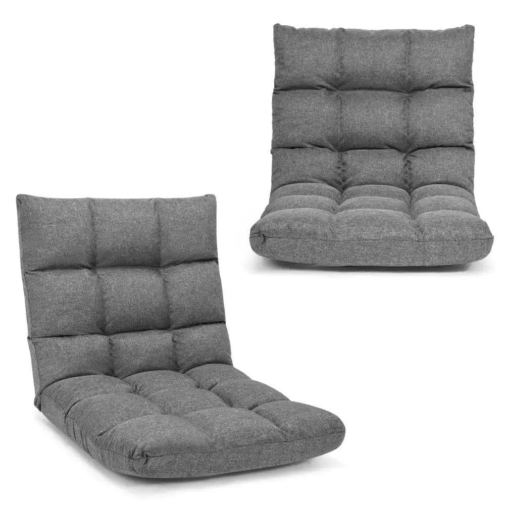 14-Position Adjustable Folding Lazy Gaming Sofa-Gray Costway