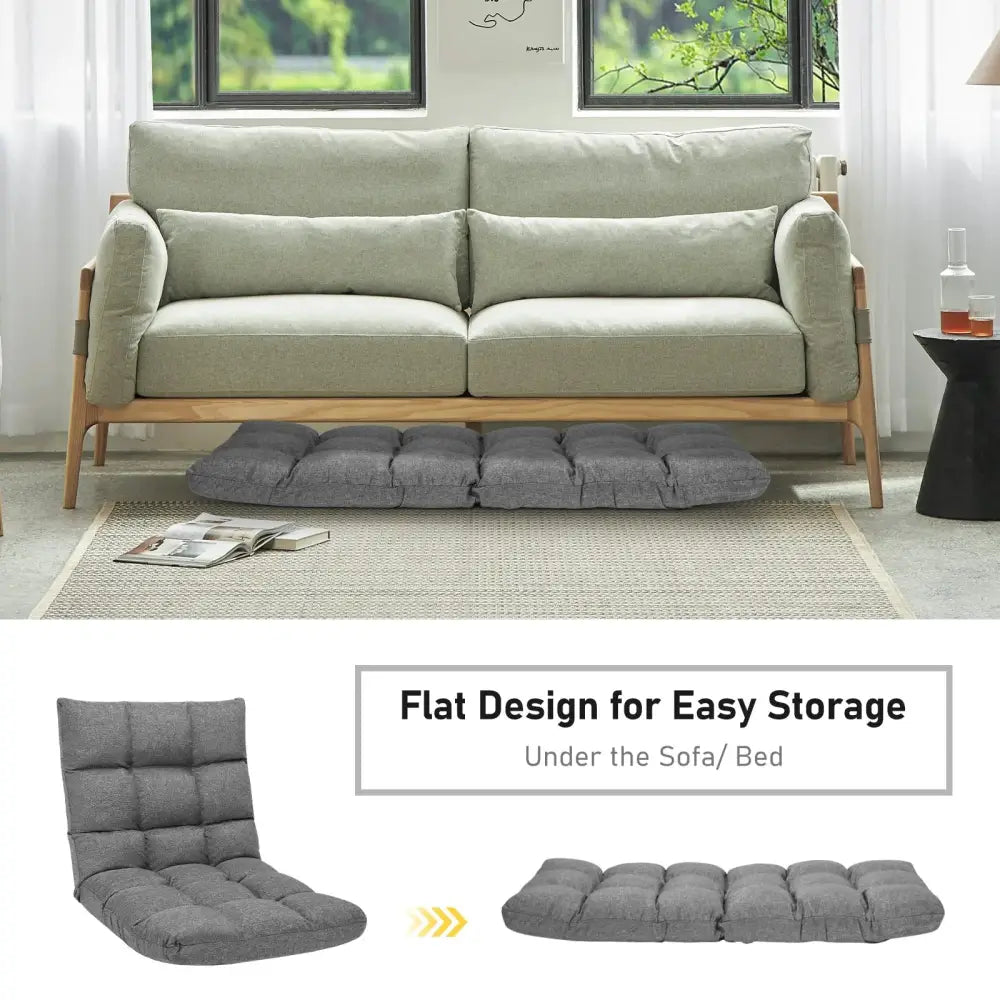 14-Position Adjustable Folding Lazy Gaming Sofa-Gray Costway