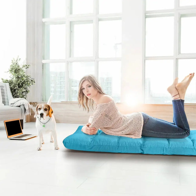 14-Position Adjustable Folding Lazy Gaming Sofa-Light Blue Costway