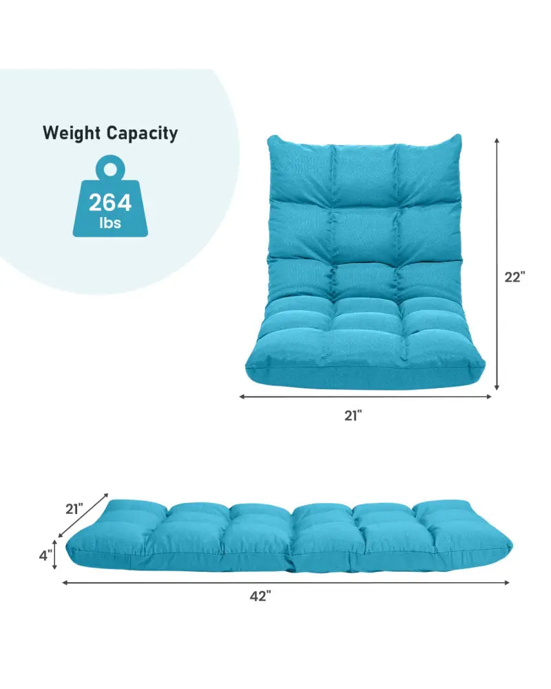 14-Position Adjustable Folding Lazy Gaming Sofa-Light Blue - Light Blue - Floor Chairs