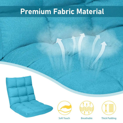 14-Position Adjustable Folding Lazy Gaming Sofa-Light Blue Costway