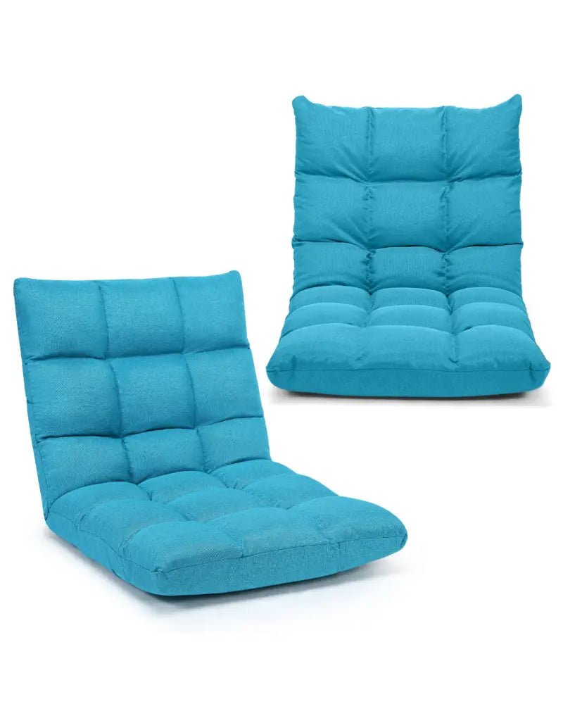 14-Position Adjustable Folding Lazy Gaming Sofa-Light Blue - Light Blue - Floor Chairs