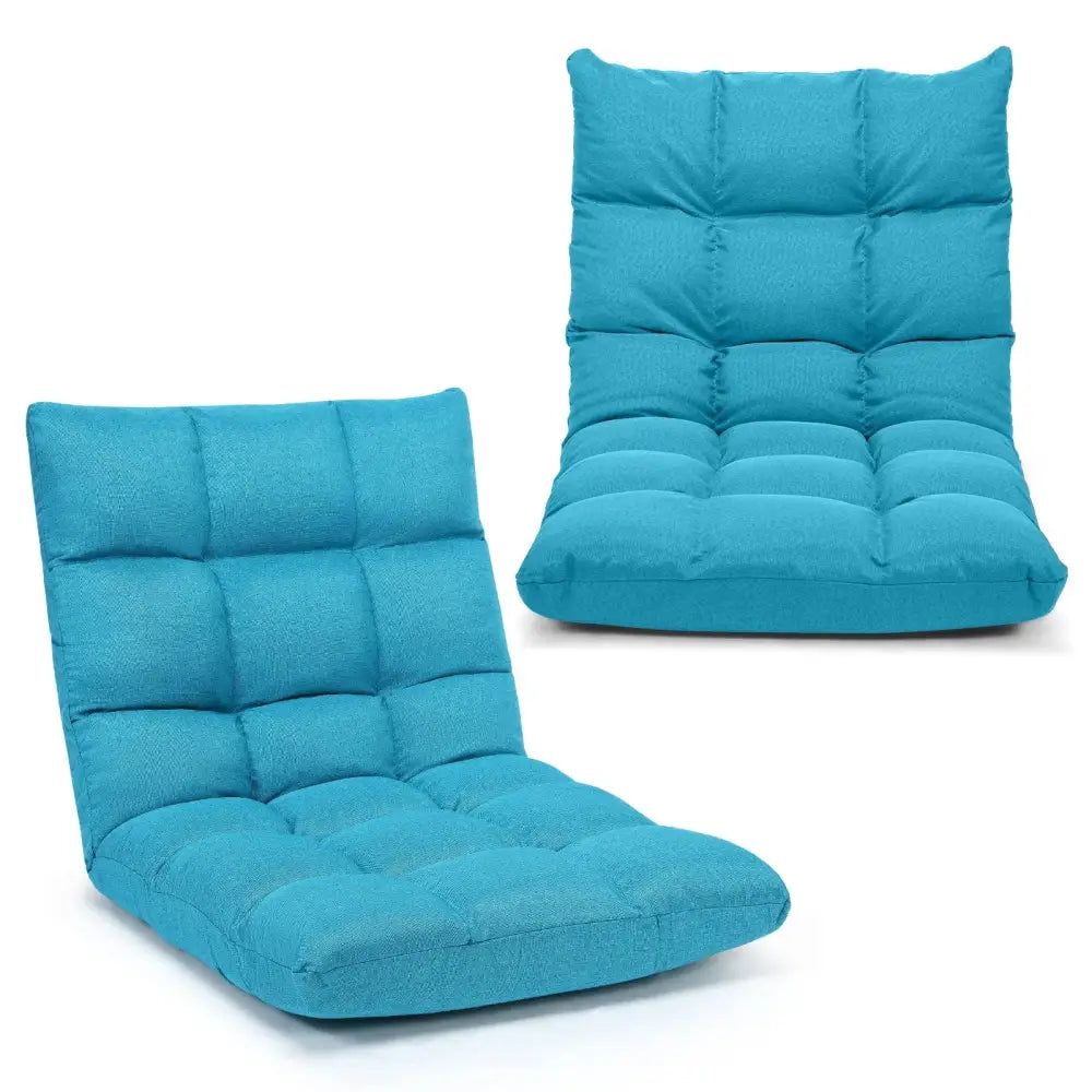 14-Position Adjustable Folding Lazy Gaming Sofa-Light Blue Costway